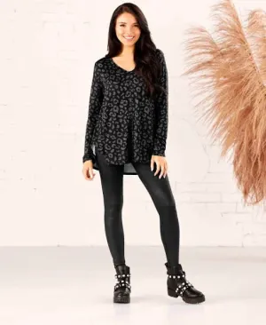 Black Leopard Print top
