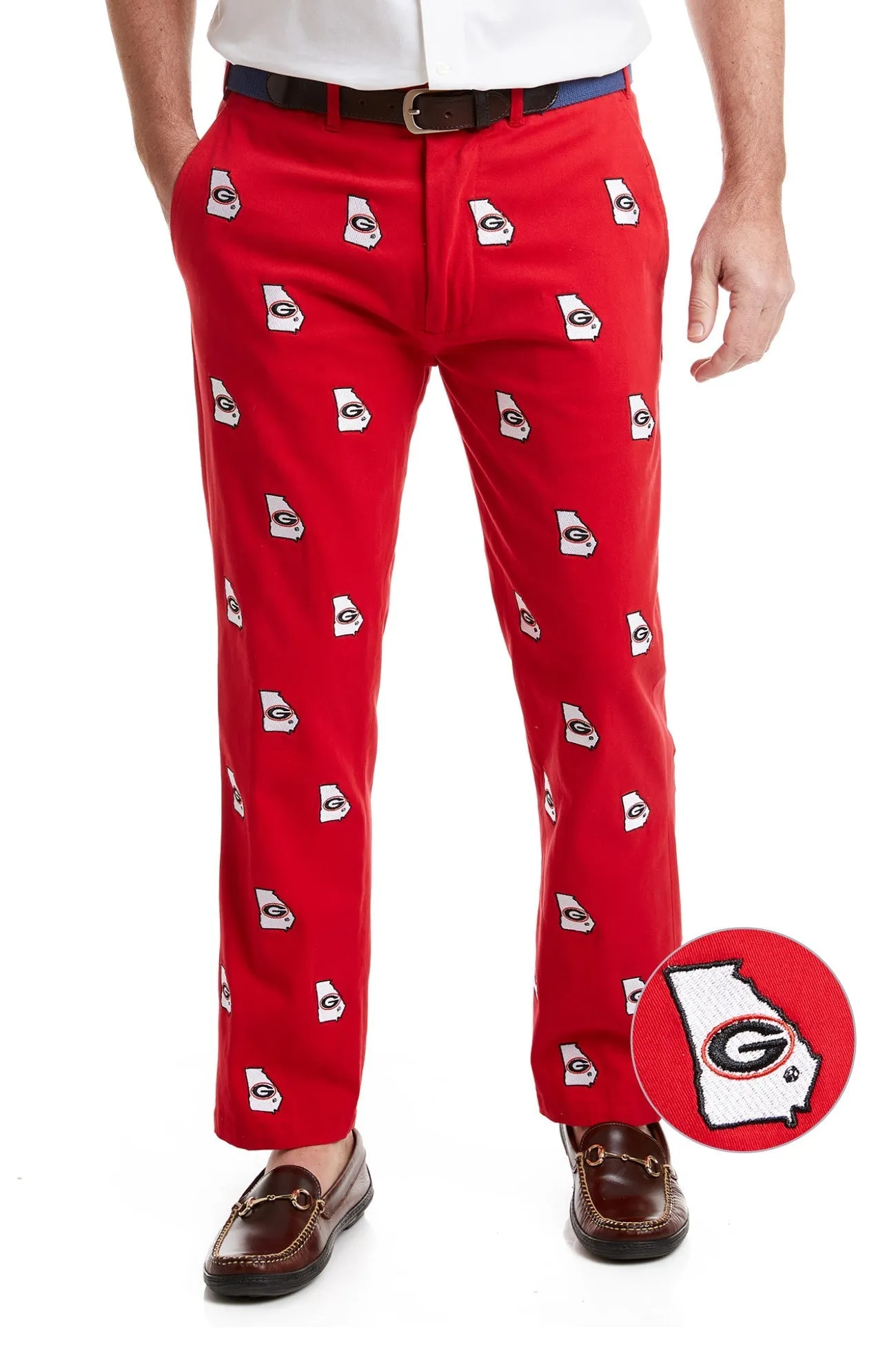 Collegiate Stretch Twill Pant Bulldog Red with UGA