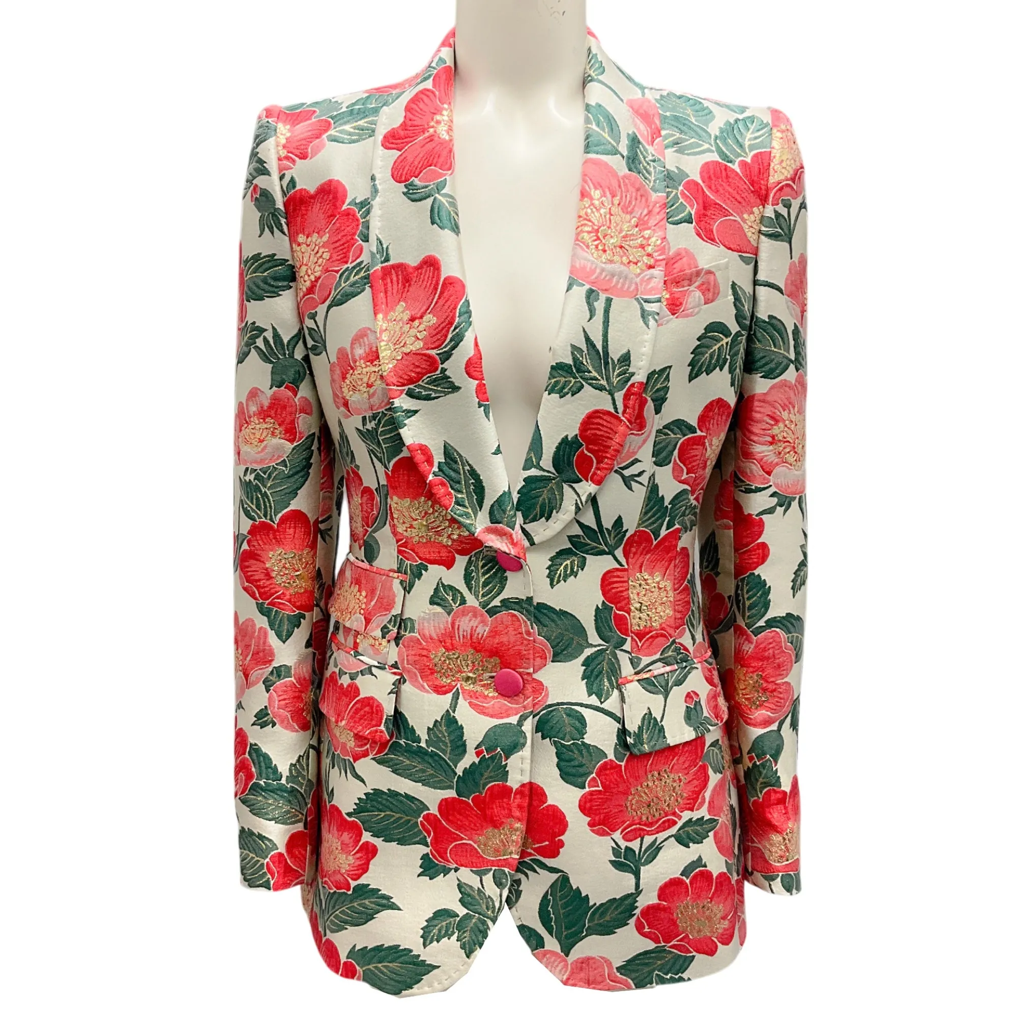 Dolce & Gabbana Red / Green Floral Jacquard Jacket