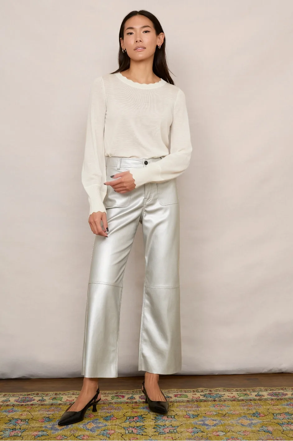 Jules Faux Leather Trousers - Silver