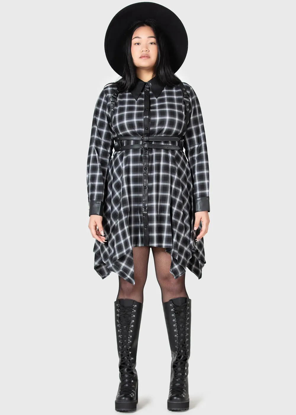 Killstar Kihilist Artem Check Shirt Dress Black