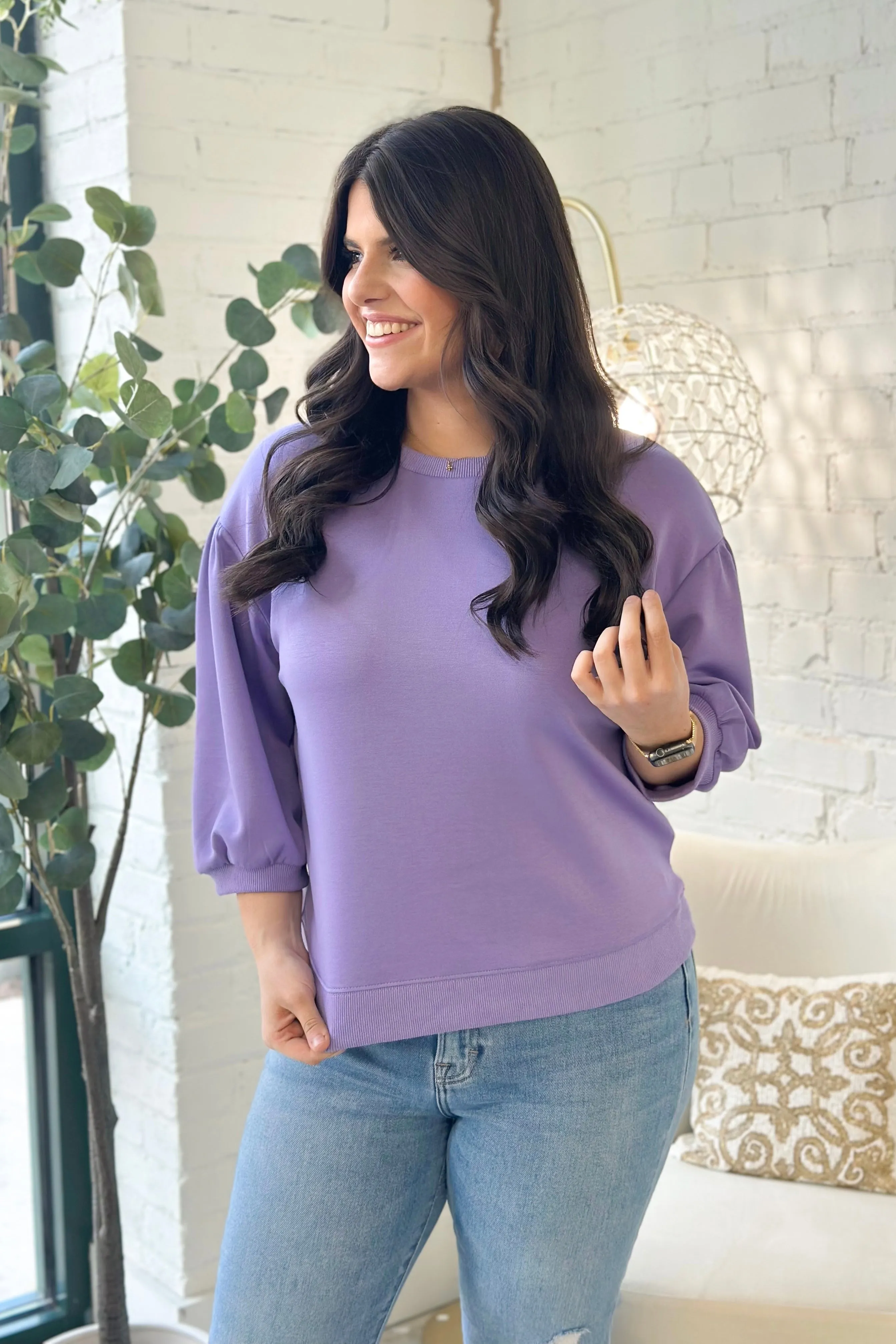 Lavender Soft Banded Detail Top