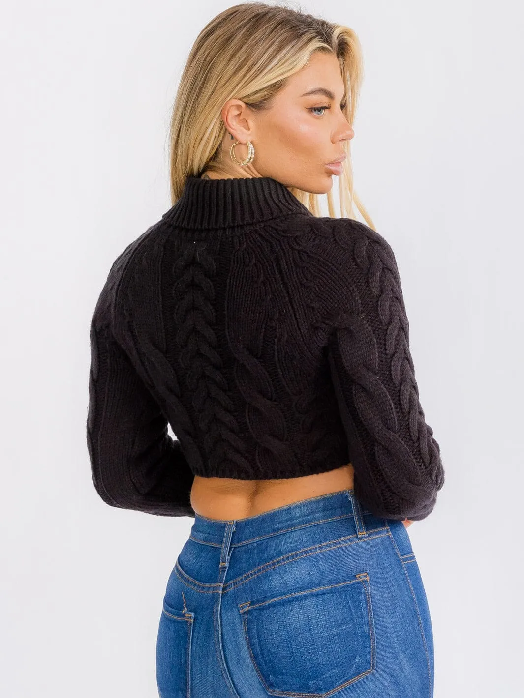 WOMEN'S LONG SLEEVE BUTTON UP TURTLE NECK SWEATER