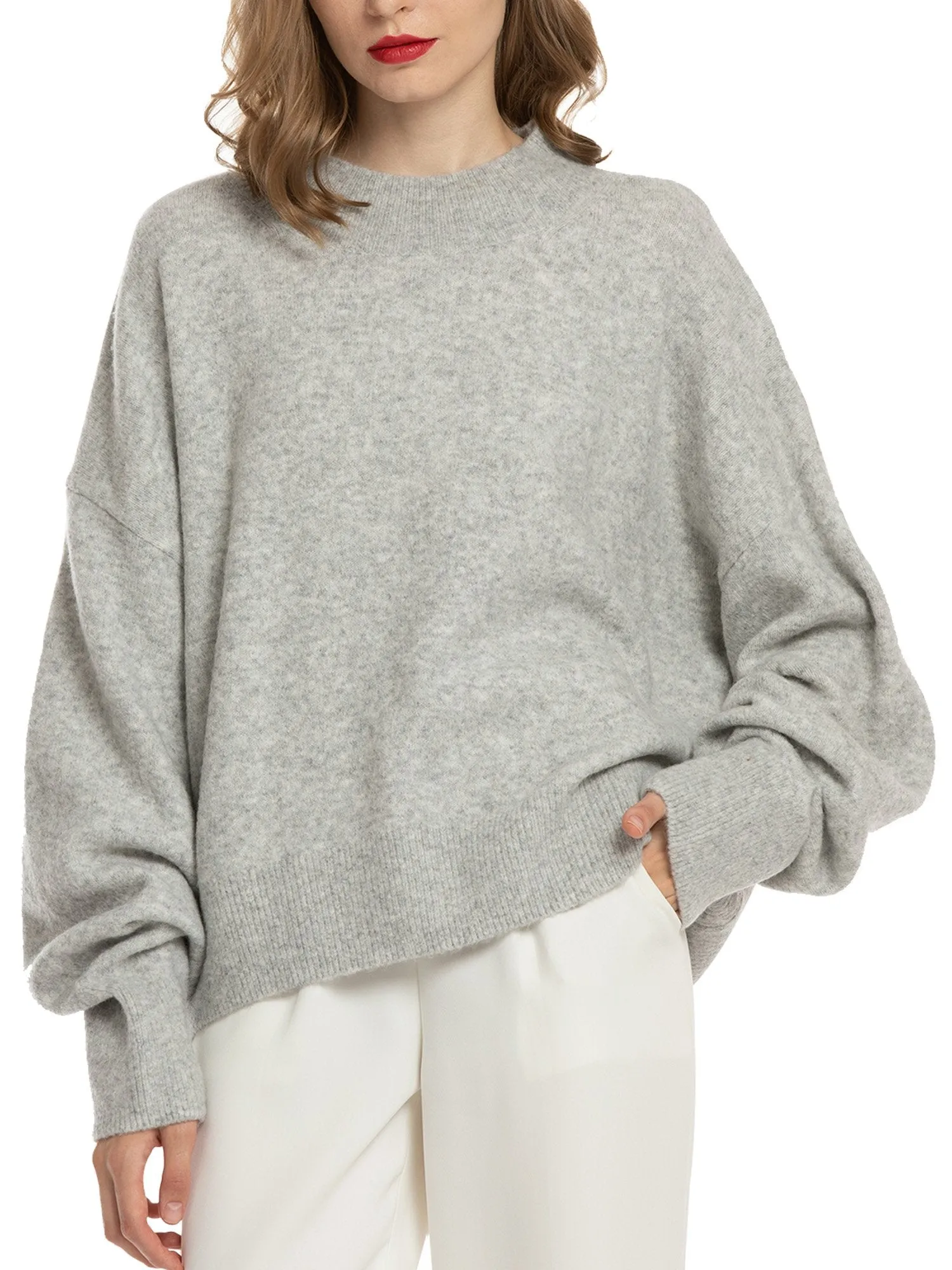 Woolicity Mock Neck Oversized Loose Sweater