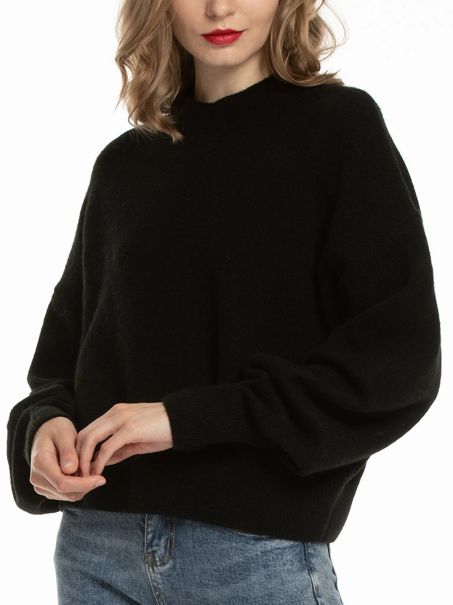 Woolicity Mock Neck Oversized Loose Sweater