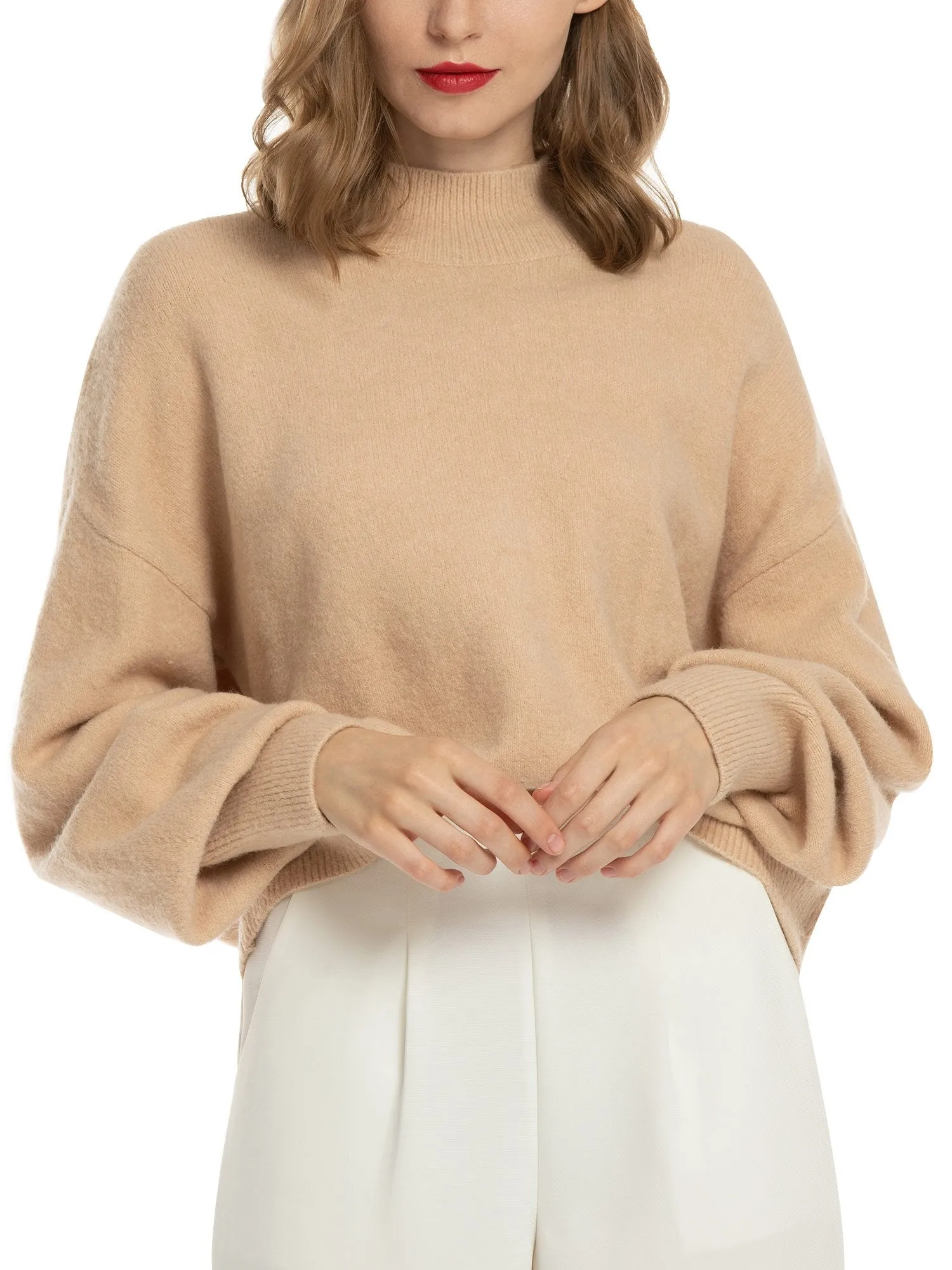 Woolicity Mock Neck Oversized Loose Sweater